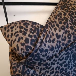 Stop staring off the shoulder leopard print dress